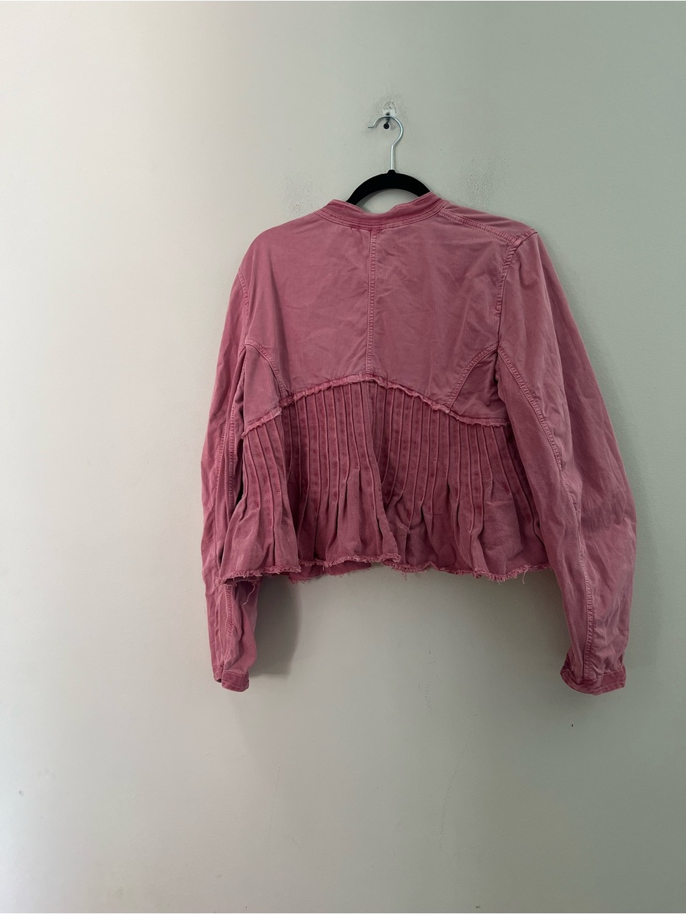 Free People Rose-Pink Cassidy Pleated Button-Front Jean Jacket - Picture 12 of 14